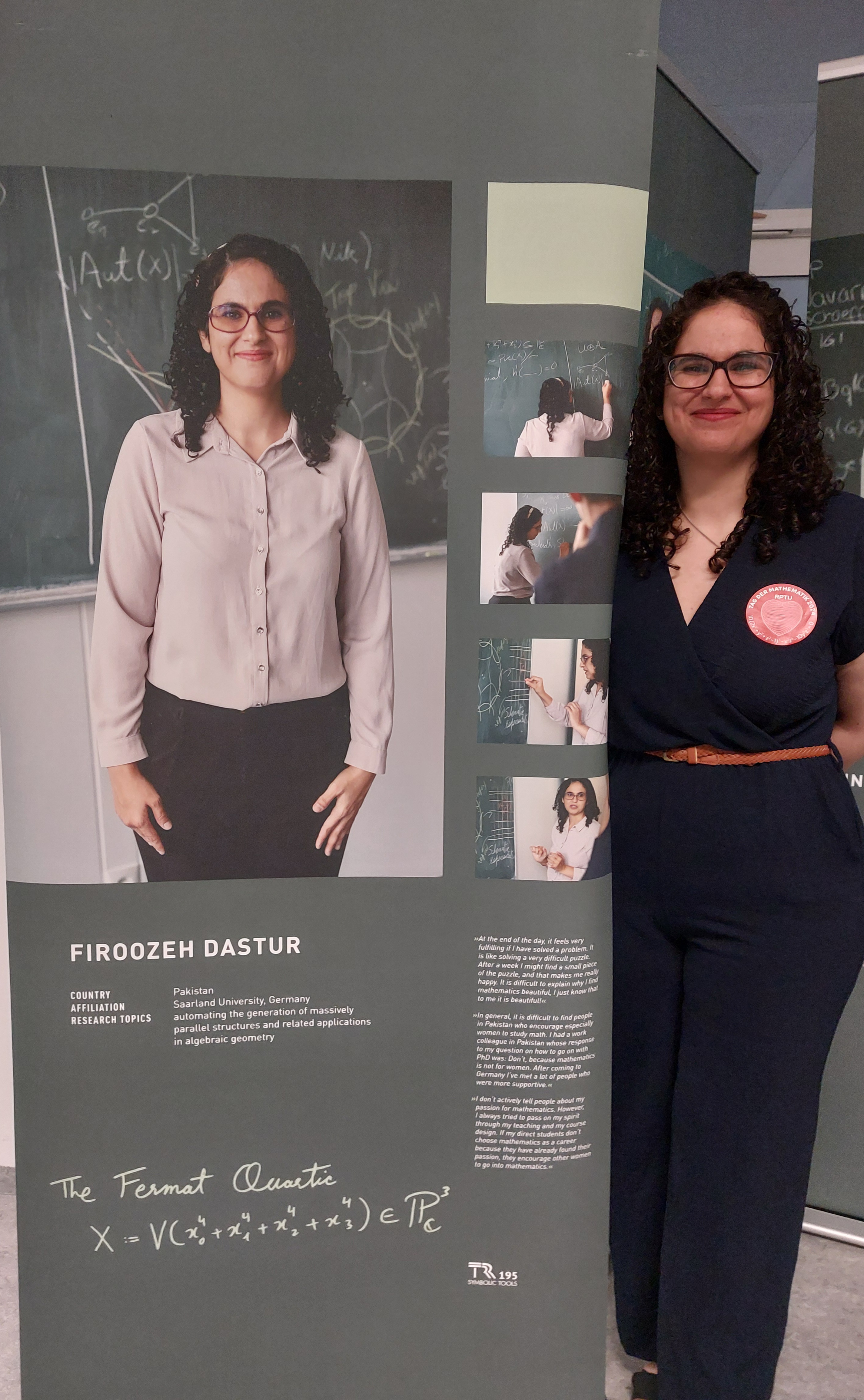 Women of Mathematics meet SFB 195 exhibition board featuring Firoozeh Dastur